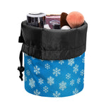 Blue Snowflake Pattern Print Drawstring Makeup Bag