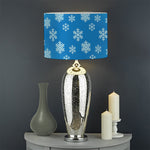 Blue Snowflake Pattern Print Drum Lamp Shade