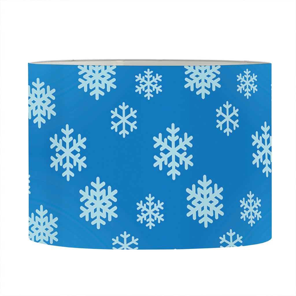 Blue Snowflake Pattern Print Drum Lamp Shade