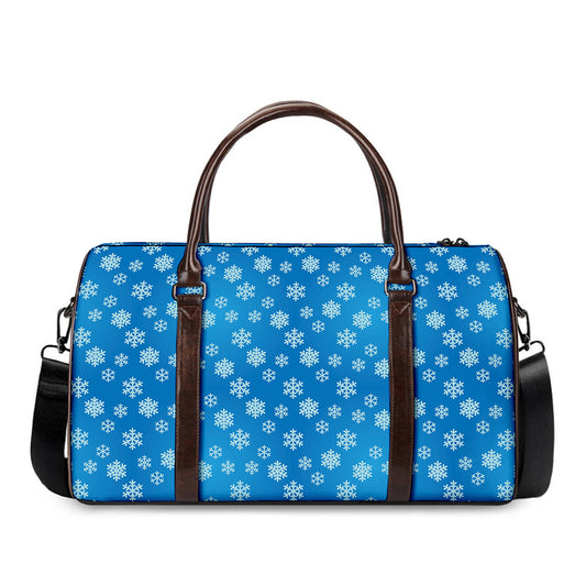 Blue Snowflake Pattern Print Duffle Bag