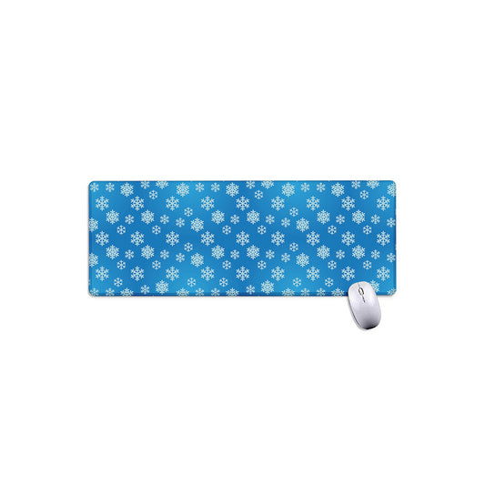 Blue Snowflake Pattern Print Extended Mouse Pad
