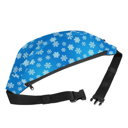 Blue Snowflake Pattern Print Fanny Pack