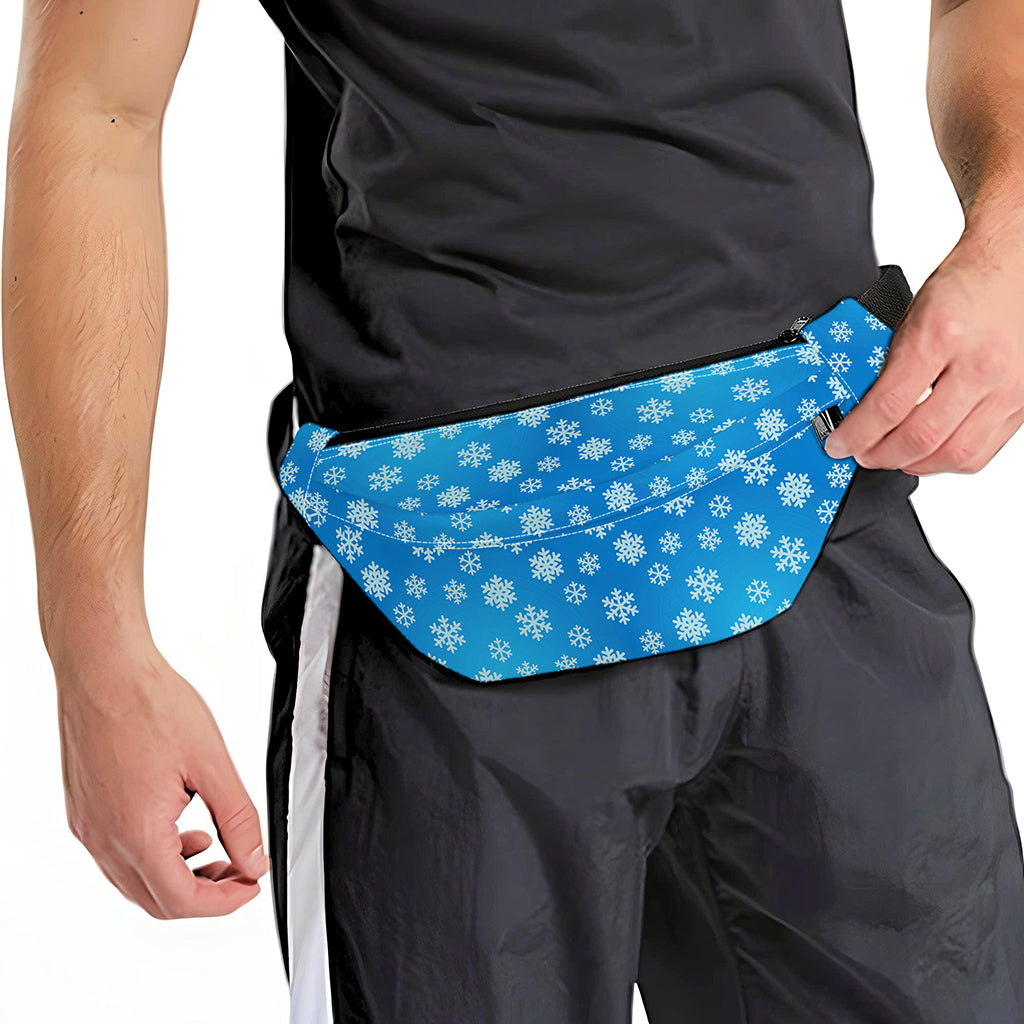 Blue Snowflake Pattern Print Fanny Pack
