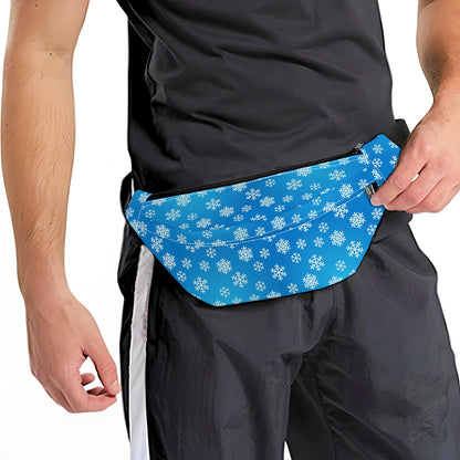 Blue Snowflake Pattern Print Fanny Pack