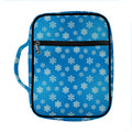 Blue Snowflake Pattern Print Front Pocket Bible Bag