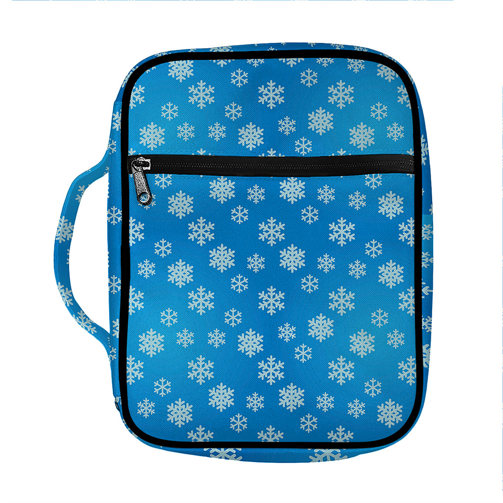 Blue Snowflake Pattern Print Front Pocket Bible Bag
