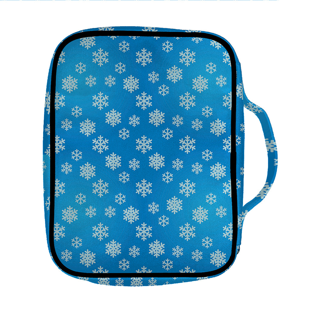 Blue Snowflake Pattern Print Front Pocket Bible Bag