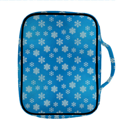 Blue Snowflake Pattern Print Front Pocket Bible Bag