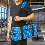 Blue Snowflake Pattern Print Gym Bag