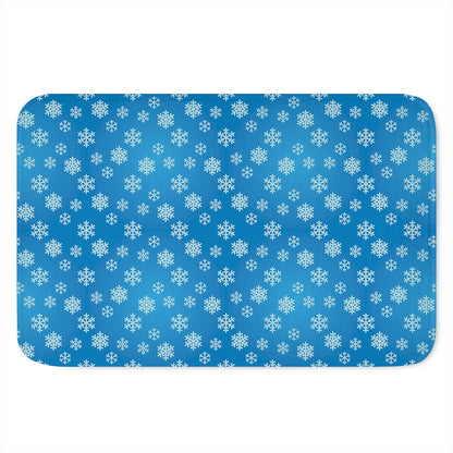 Blue Snowflake Pattern Print Indoor Door Mat