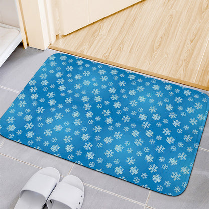 Blue Snowflake Pattern Print Indoor Door Mat