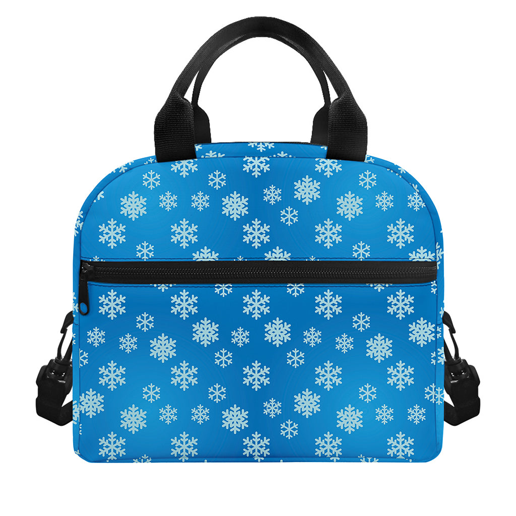 Blue Snowflake Pattern Print Insulated Lunch Bag