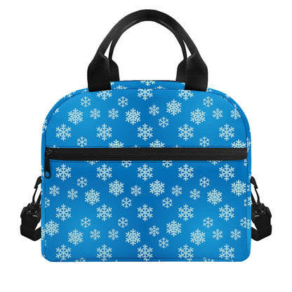 Blue Snowflake Pattern Print Insulated Lunch Bag