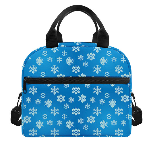 Blue Snowflake Pattern Print Insulated Lunch Bag