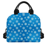 Blue Snowflake Pattern Print Insulated Lunch Bag