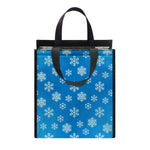 Blue Snowflake Pattern Print Insulated Lunch Tote