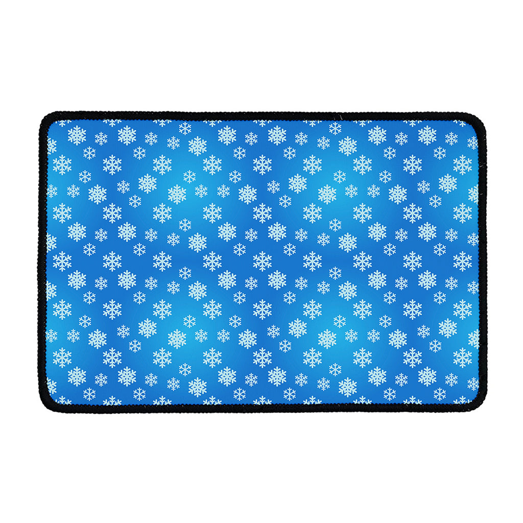 Blue Snowflake Pattern Print Kitchen Mat