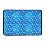 Blue Snowflake Pattern Print Kitchen Mat
