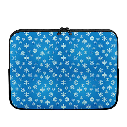 Blue Snowflake Pattern Print Laptop Sleeve