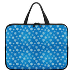 Blue Snowflake Pattern Print Laptop Sleeve With Handle