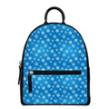 Blue Snowflake Pattern Print Leather Backpack