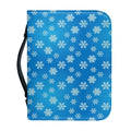 Blue Snowflake Pattern Print Leather Bible Cover