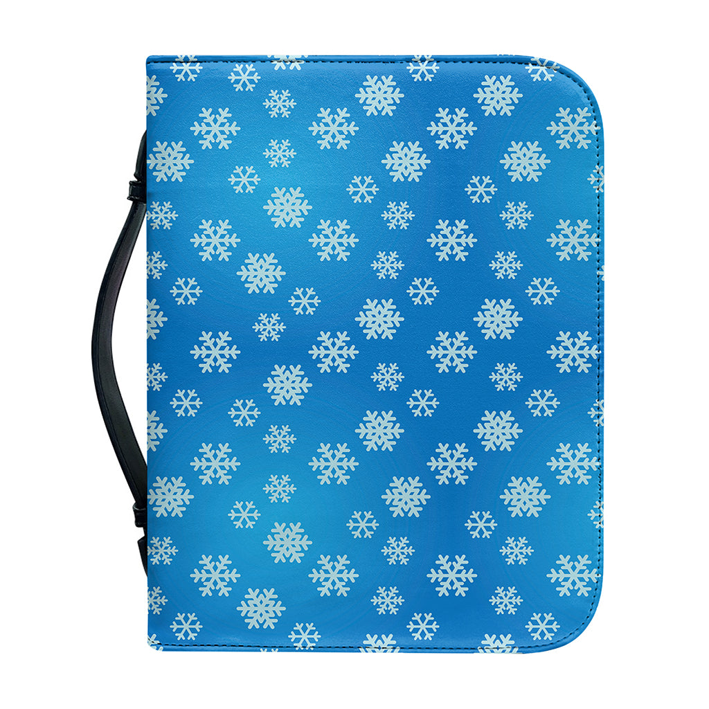 Blue Snowflake Pattern Print Leather Bible Cover