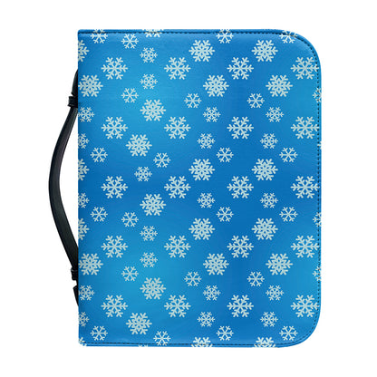 Blue Snowflake Pattern Print Leather Bible Cover