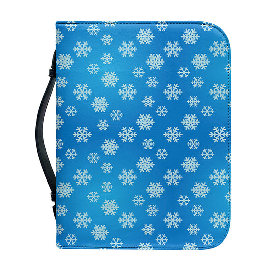 Blue Snowflake Pattern Print Leather Bible Cover