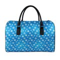 Blue Snowflake Pattern Print Leather Duffel Bag