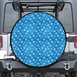 Blue Snowflake Pattern Print Leather Spare Tire Cover