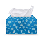 Blue Snowflake Pattern Print Leather Tissue Box Cover