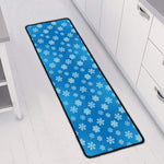 Blue Snowflake Pattern Print Long Kitchen Mat