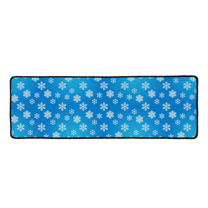 Blue Snowflake Pattern Print Long Kitchen Mat