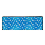 Blue Snowflake Pattern Print Long Kitchen Mat