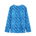 Blue Snowflake Pattern Print Long Sleeve Short Coat