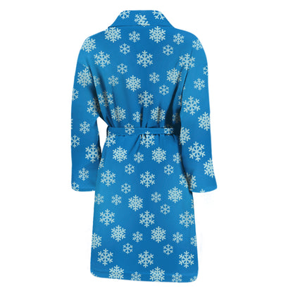 Blue Snowflake Pattern Print Men's Bathrobe