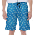 Blue Snowflake Pattern Print Men's Beach Shorts