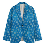Blue Snowflake Pattern Print Men's Blazer
