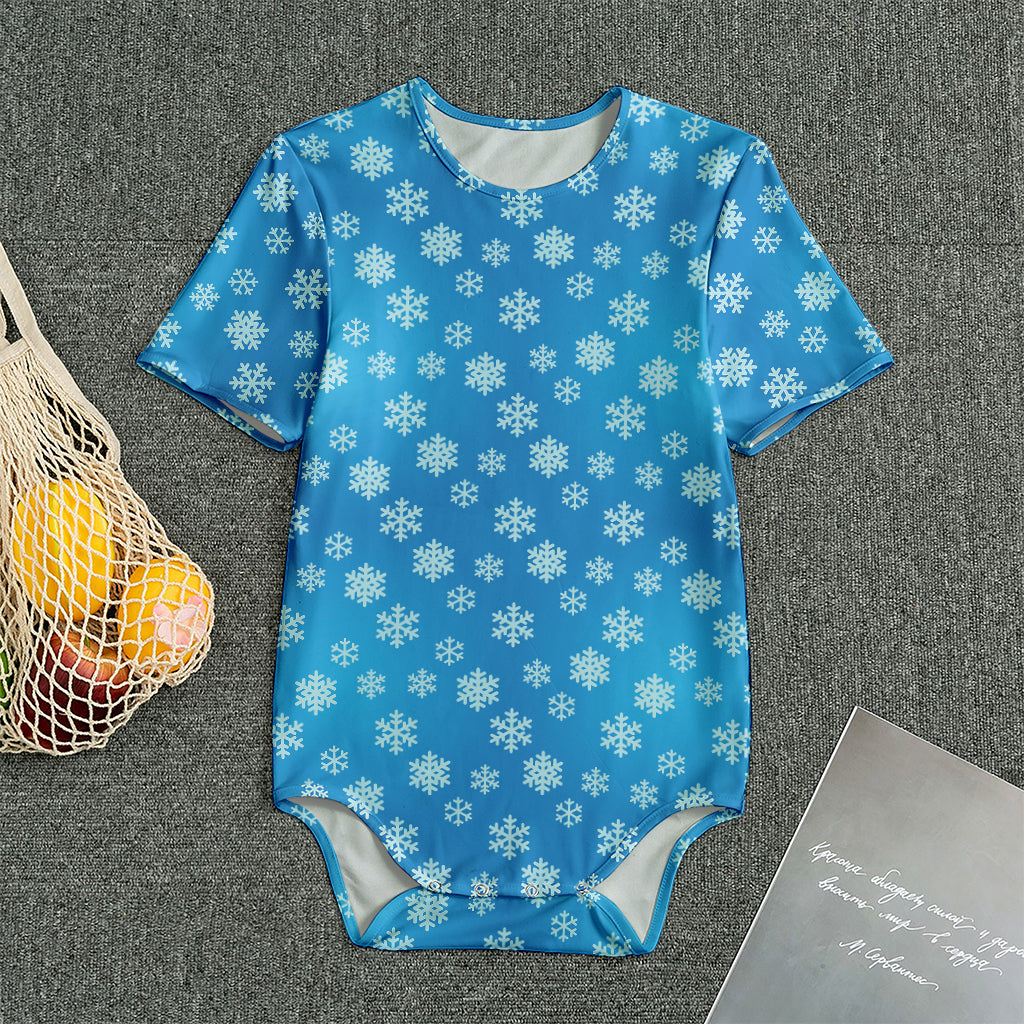 Blue Snowflake Pattern Print Men's Bodysuit