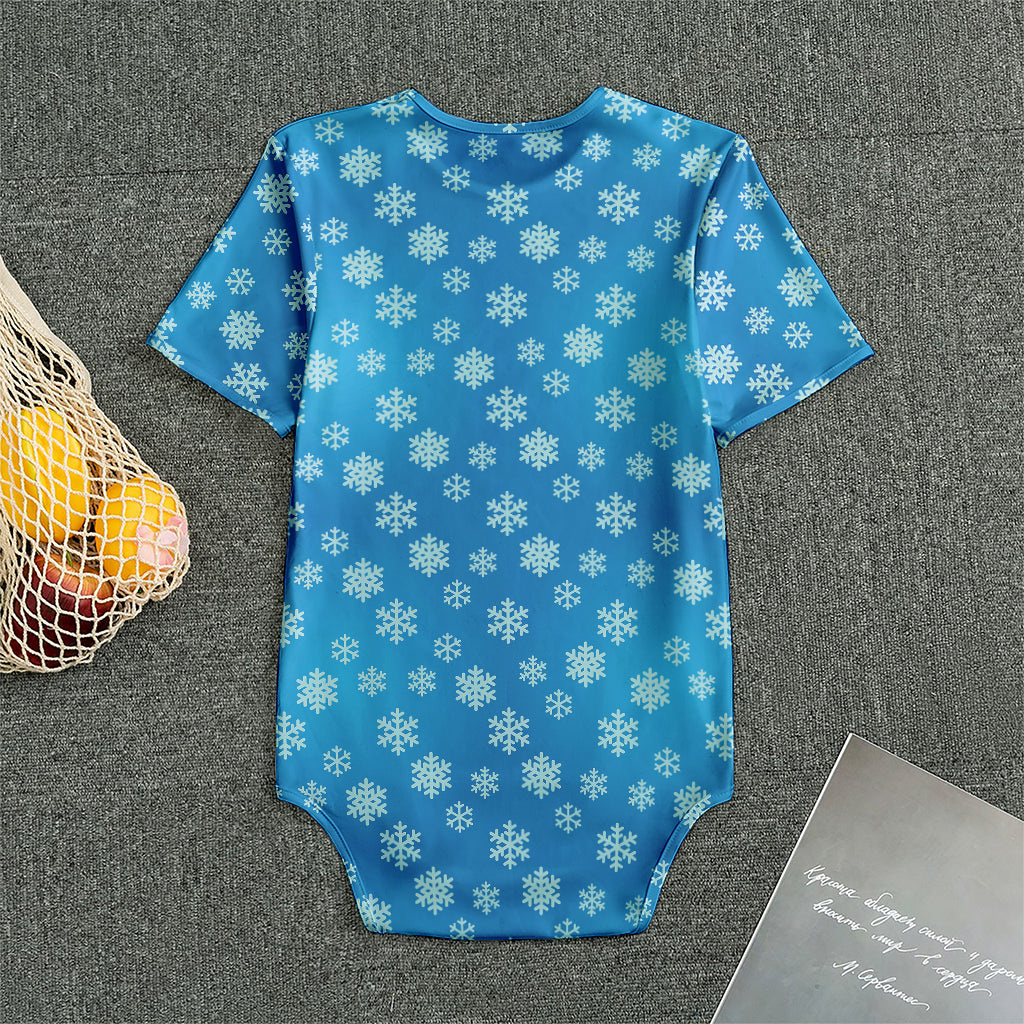 Blue Snowflake Pattern Print Men's Bodysuit