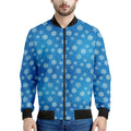 Blue Snowflake Pattern Print Men's Bomber Jacket