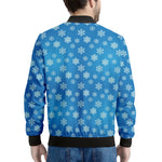 Blue Snowflake Pattern Print Men's Bomber Jacket