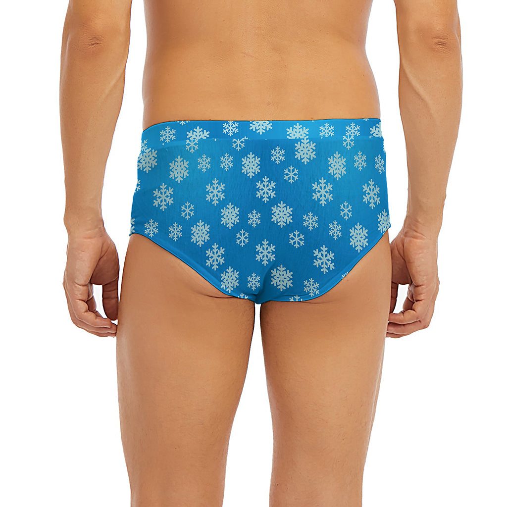 Blue Snowflake Pattern Print Men's Briefs