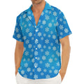 Blue Snowflake Pattern Print Men's Deep V-Neck Shirt