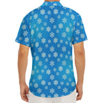 Blue Snowflake Pattern Print Men's Deep V-Neck Shirt