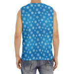Blue Snowflake Pattern Print Men's Fitness Tank Top
