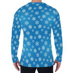 Blue Snowflake Pattern Print Men's Long Sleeve T-Shirt