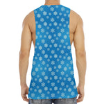 Blue Snowflake Pattern Print Men's Muscle Tank Top