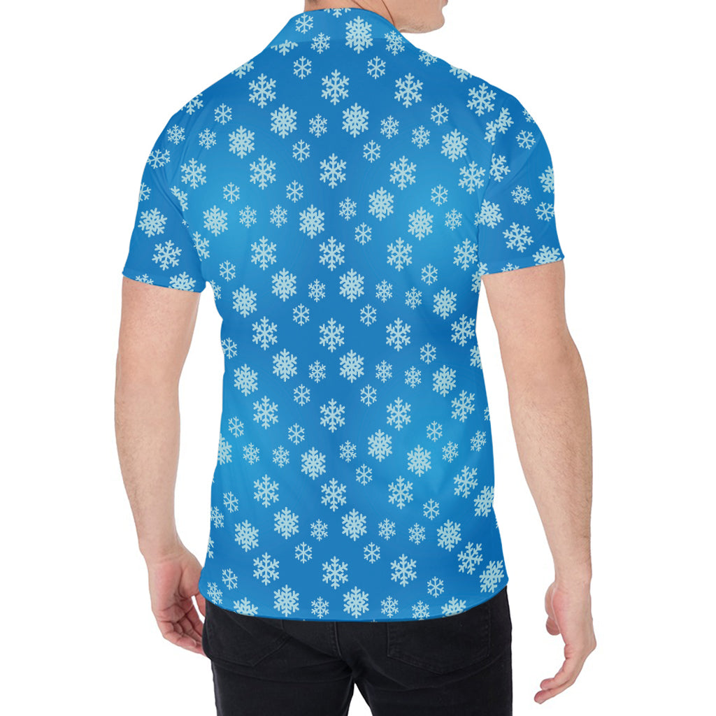 Blue Snowflake Pattern Print Men's Shirt